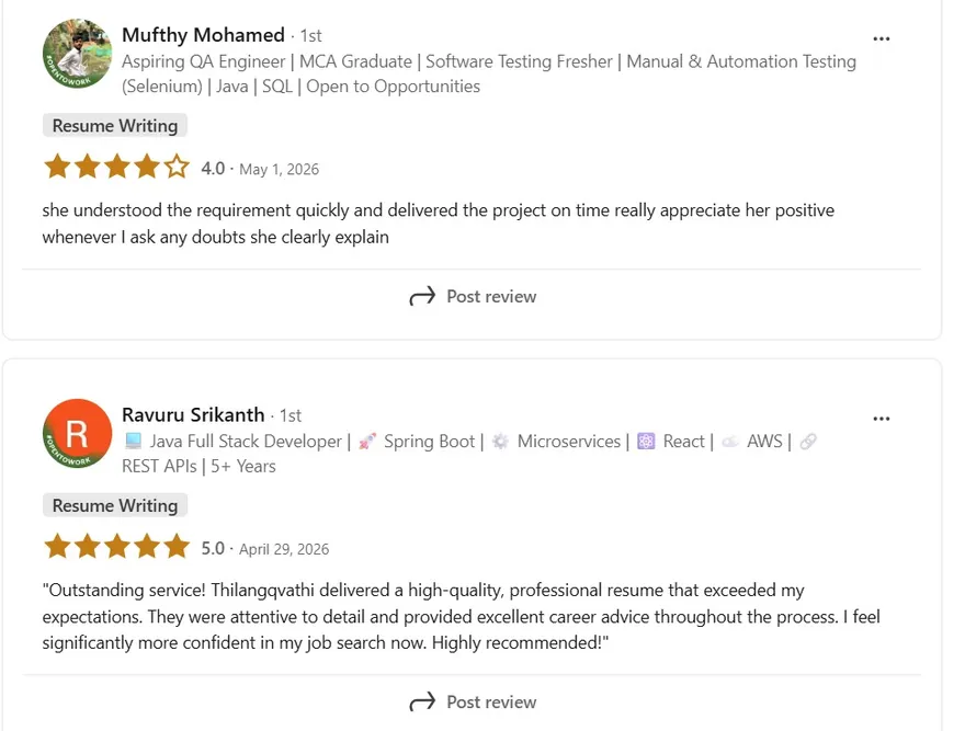 Recommendations from Mufthy Mohamed and Ravuru Srikanth on Thilagavathi's guidance